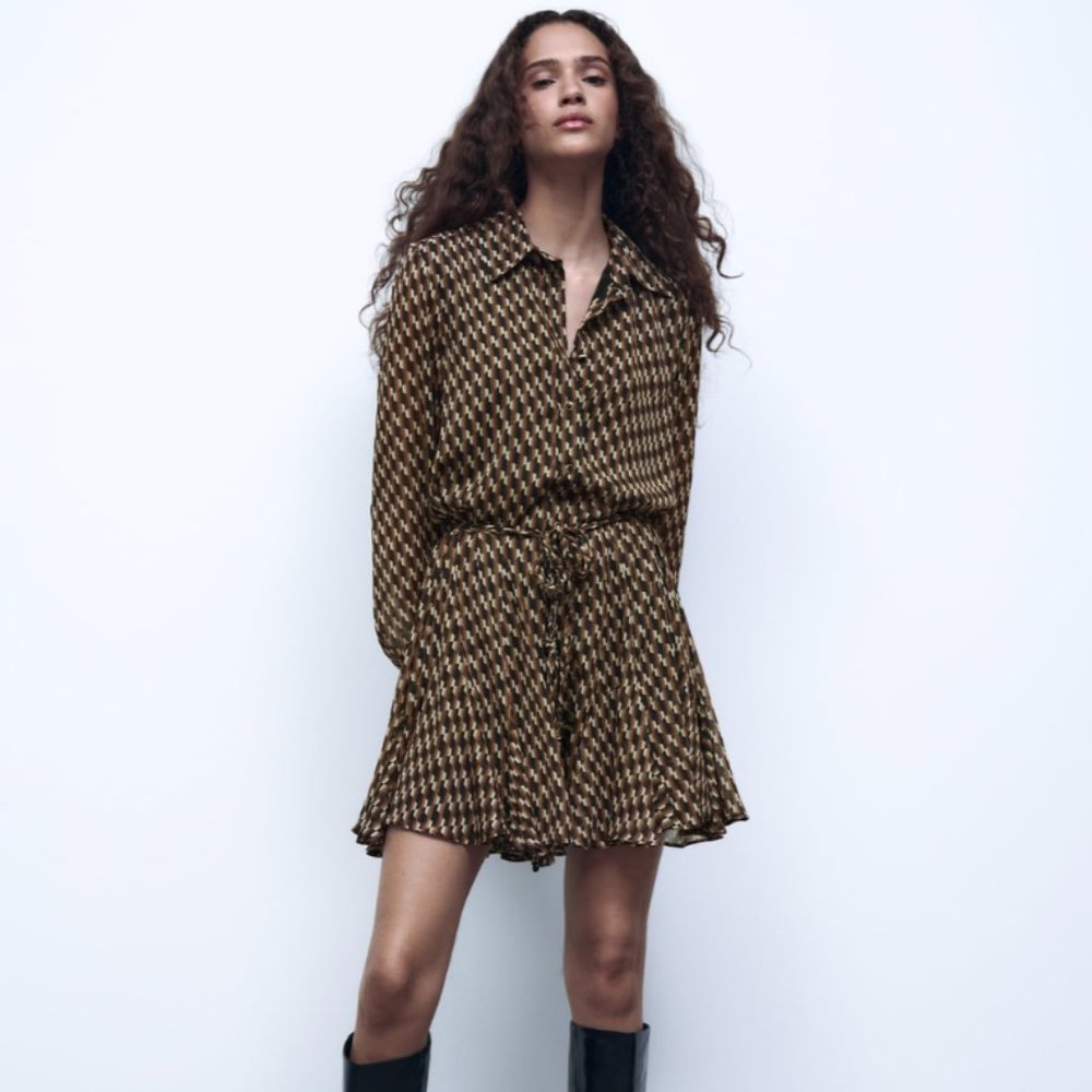 NWT ZARA PRINTED SHORT DRESS MEDIUM